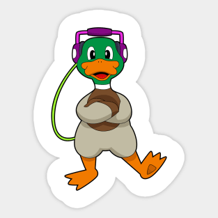 Duck Headphone Music Sticker
